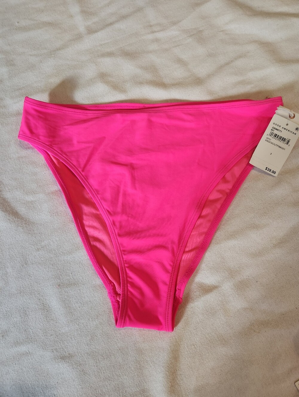 Good American Knockout Pink Bikini Bottom Size 3 NWT